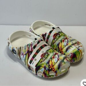 Crocs White Psychedelic Tie Dye Classic Clogs Sz W6 M4